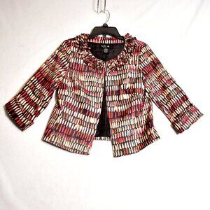 Ivy Chic New York Jacket Blazer Multicolor Fall Ruffle Loop Collar Women's Med